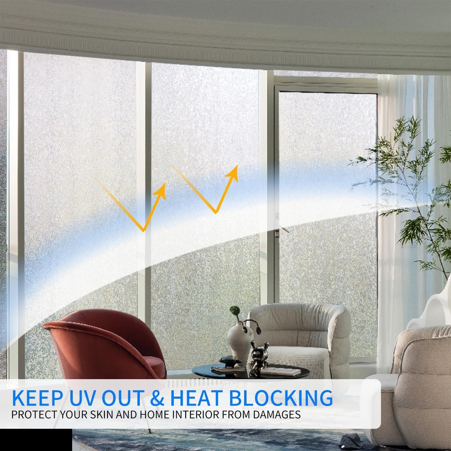 Window Film Privacy Day and Night with Installation Tools, Static Cling Glass Film Ideal for Home Shower Office Glass Door (Flash Diamond, 23.6 x 196.9 Inch)