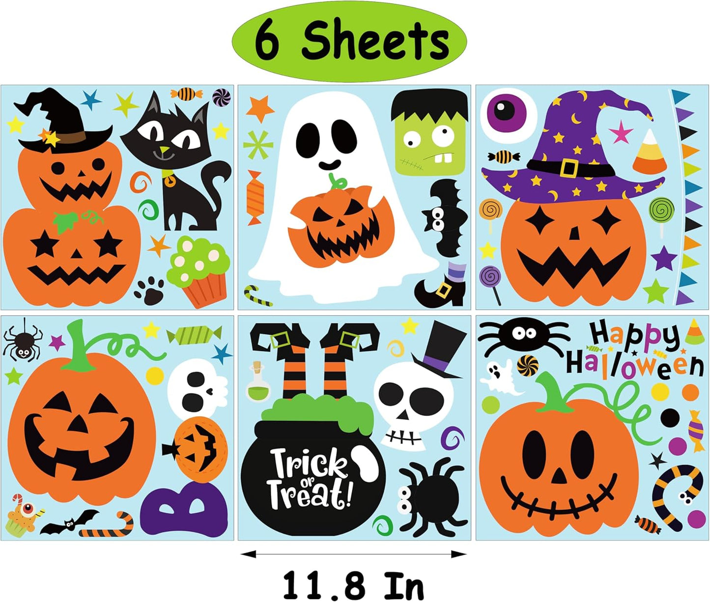 Halloween Window Clings Window Stickers Cute Pumpkin Ghost Halloween Window Decorations Window Decals for Halloween Decor