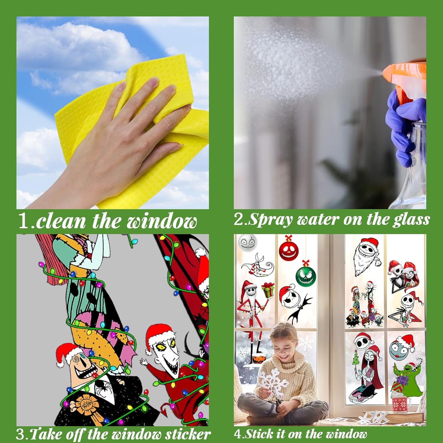 Christmas Window Clings,Merry Christmas Supplies 9pcs Window Stickers Removable Christmas Decor for Glass Windows Winter Xmas Holiday