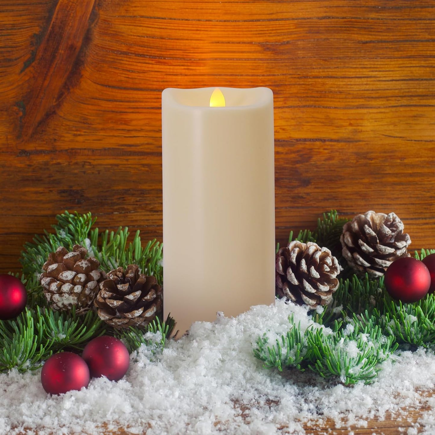 Large Outdoor Waterproof Flameless Candles with Remote and Timers, Battery Operated LED Flickering Pillar Candles, Long-Lasting, Ivory Plastic, D 4" x H 6", 1 Pack