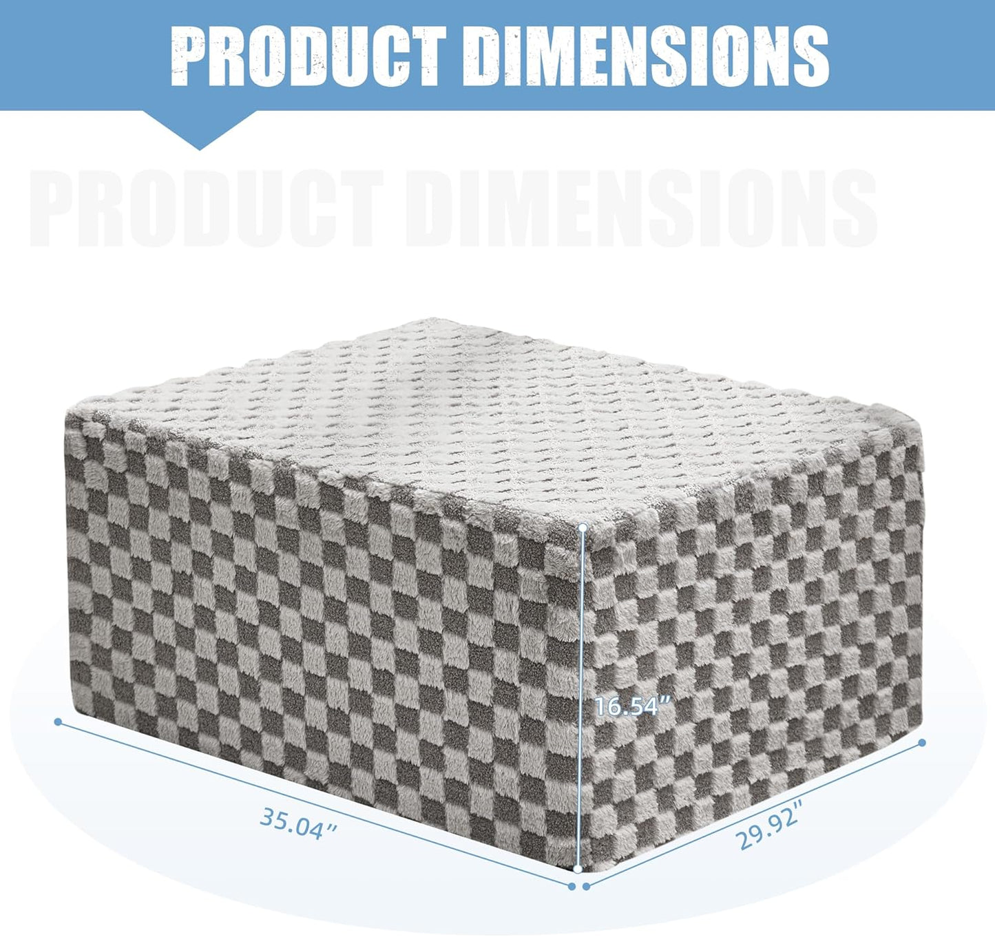 Hobestluk Rectangle Ottoman Memory Foam Footrest for Couch with Removable Cover Large Floor Seating for Adults Ottoman Coffee Table for Living Room, Bedroom or Office (Plush Grey, Footrest)