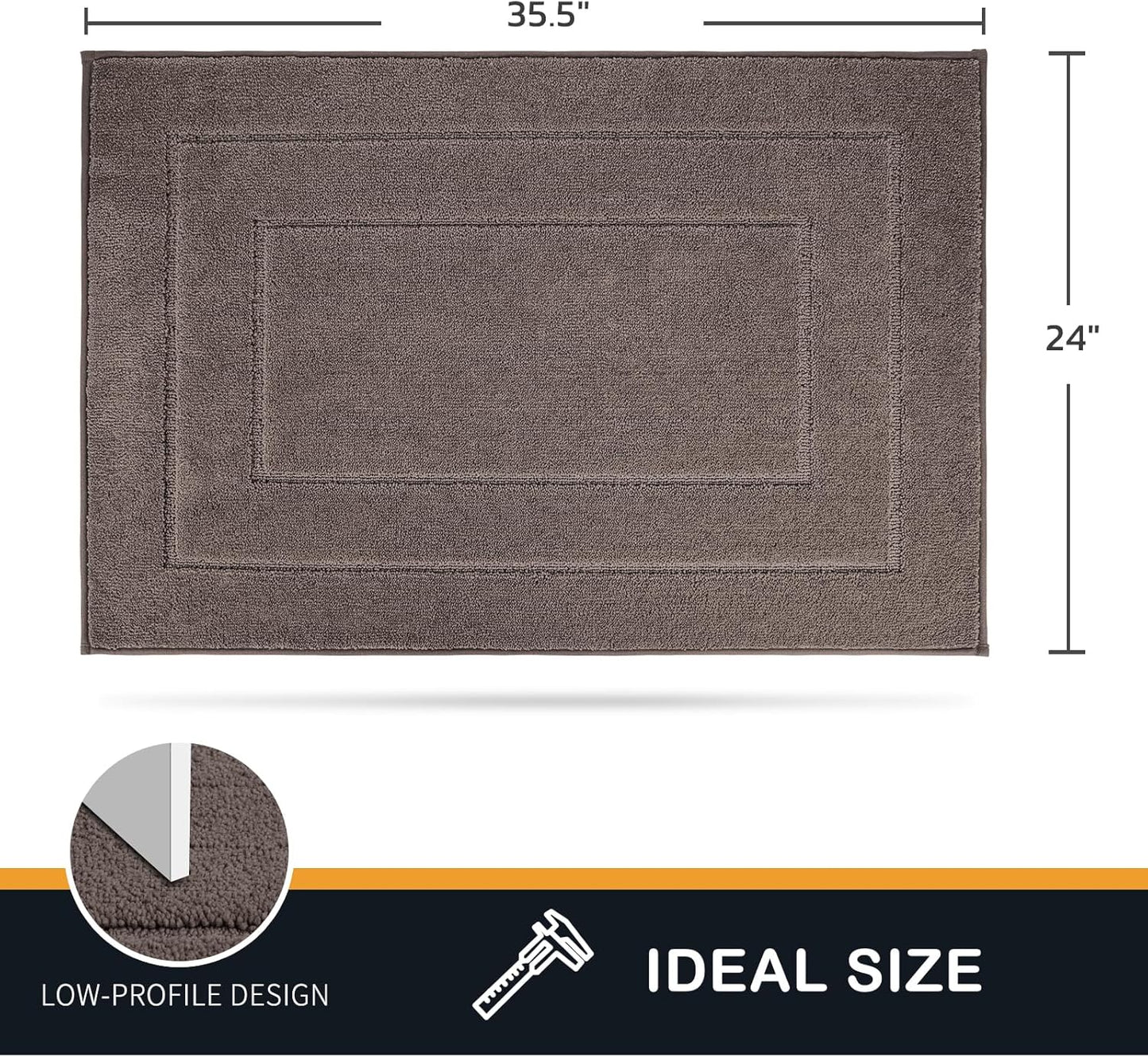 PURRUGS Dirt Trapping Door Mat 24" x 35.5", Non-Slip/Skid Machine Washable Entryway Rug, Dog Doormat, Super Absorbent Welcome Mat for Muddy Wet Shoes and Paws, Grayish Brown