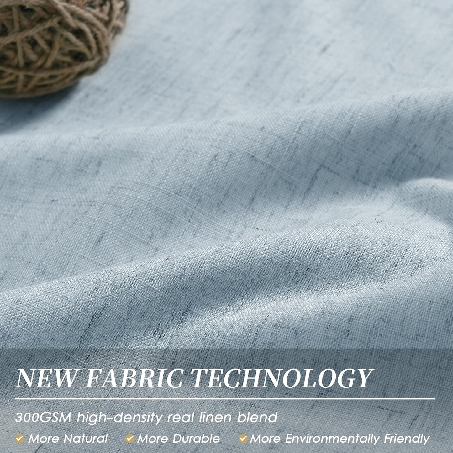 BOODII Blue Black Out Curtains 84 Inch Long for Bedroom Window Room Darkening Full Light Blocking Curtains Back Tab Neutral Elegant Nursery Baby Blackout Curtain Thermal Insulated Linen Drapes 52x84