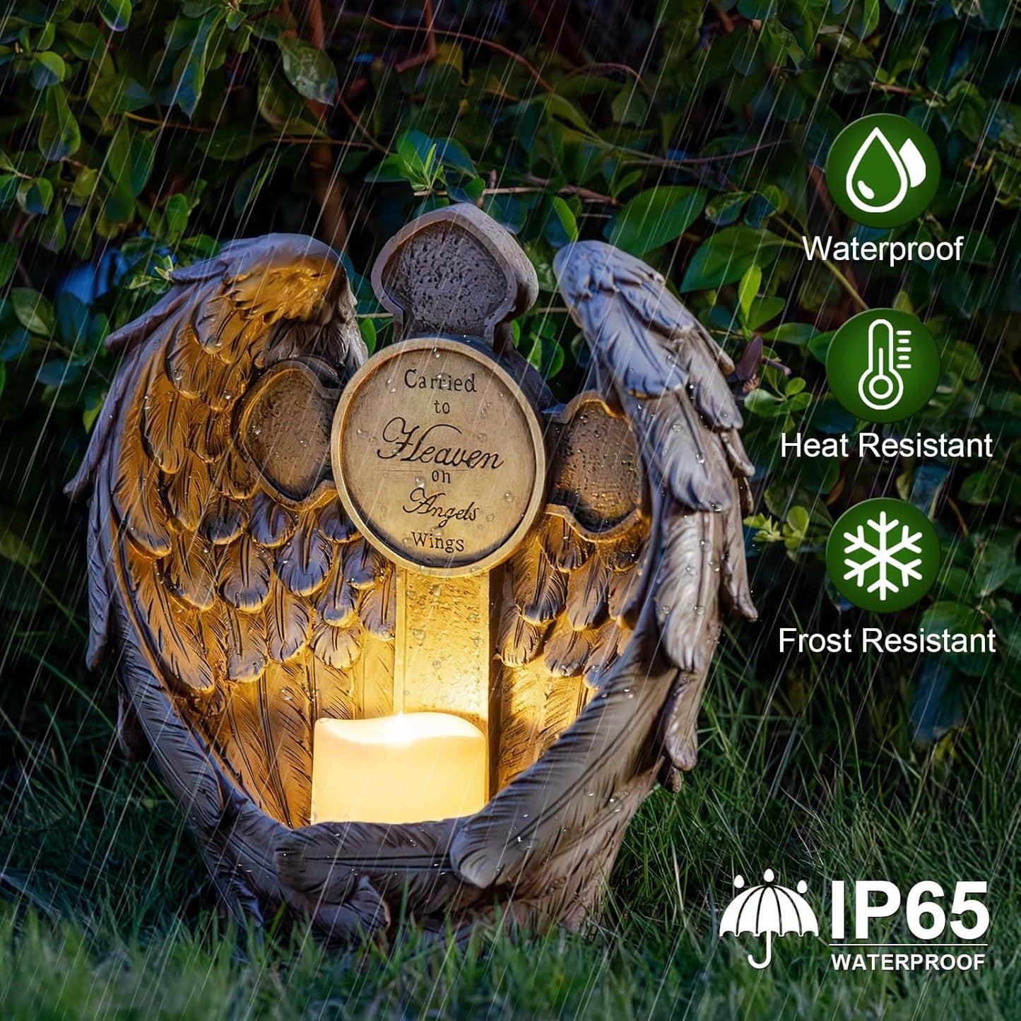 12" Solar Angel Wing Cross Garden Lights, Waterproof Memorial Grave Decorations Sympathy Gifts for Cemetery Outdoors Lawn Yard Home Patio Decor