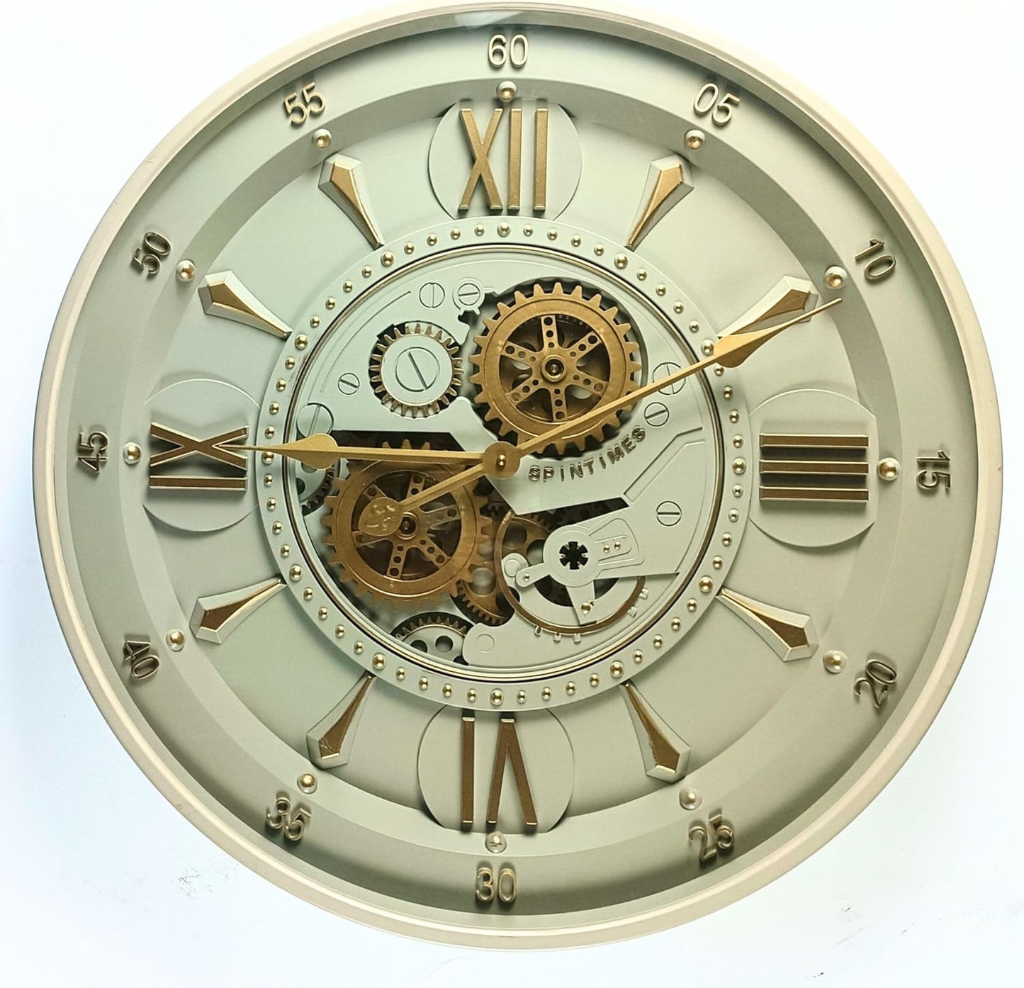 24'' Inch Real Moving Gear Wall Clock Ireland Line (Brass Light, 24 inches (59 cm))