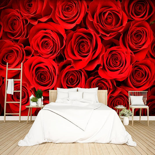 Red Rose Floral Wallpaper Peel and Stick Wall Mural for Bedroom Living Room - 85"x118"