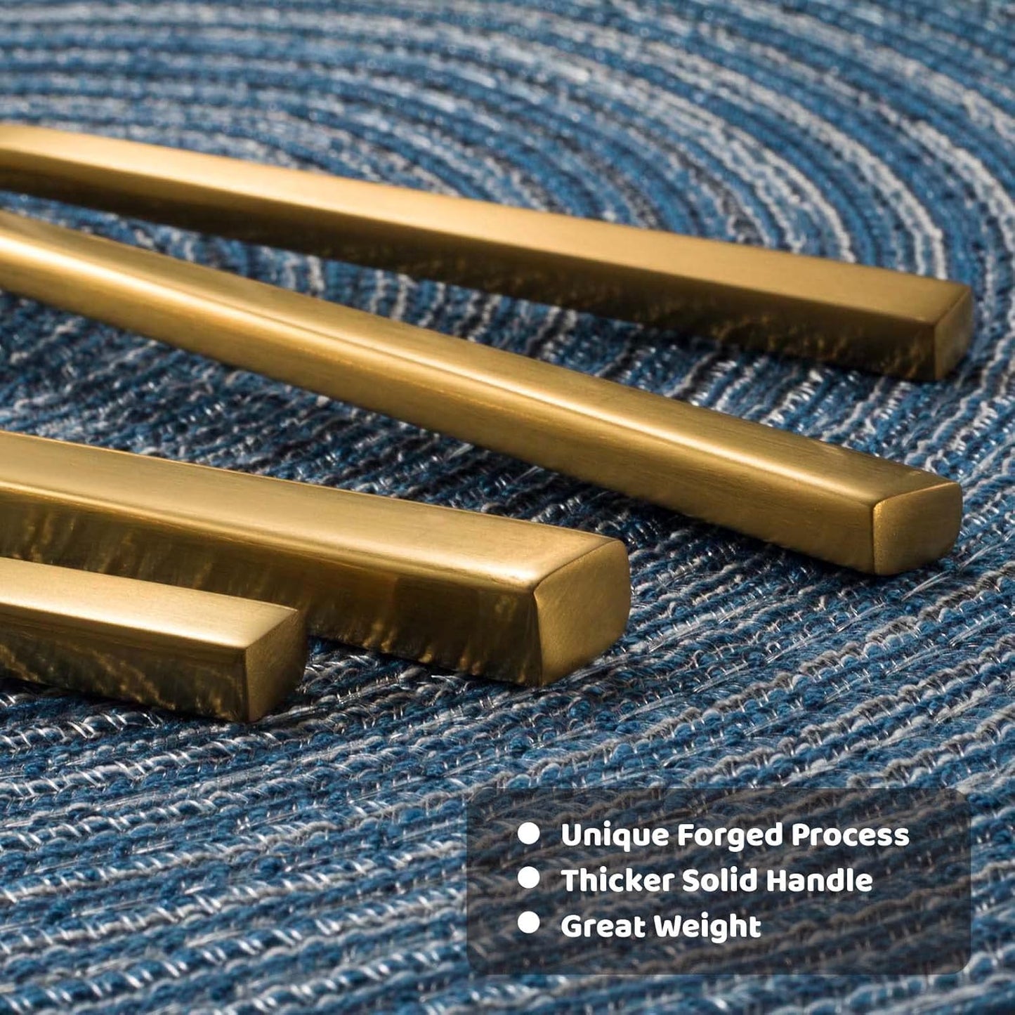 Alata Cube Gold 20-Piece Flatware Set, Forged Cutlery Set, Matte Gold Silverware Service for 4, Stainless Steel Tableware with Square Handle for Home/Restaurant, Dishwasher Safe