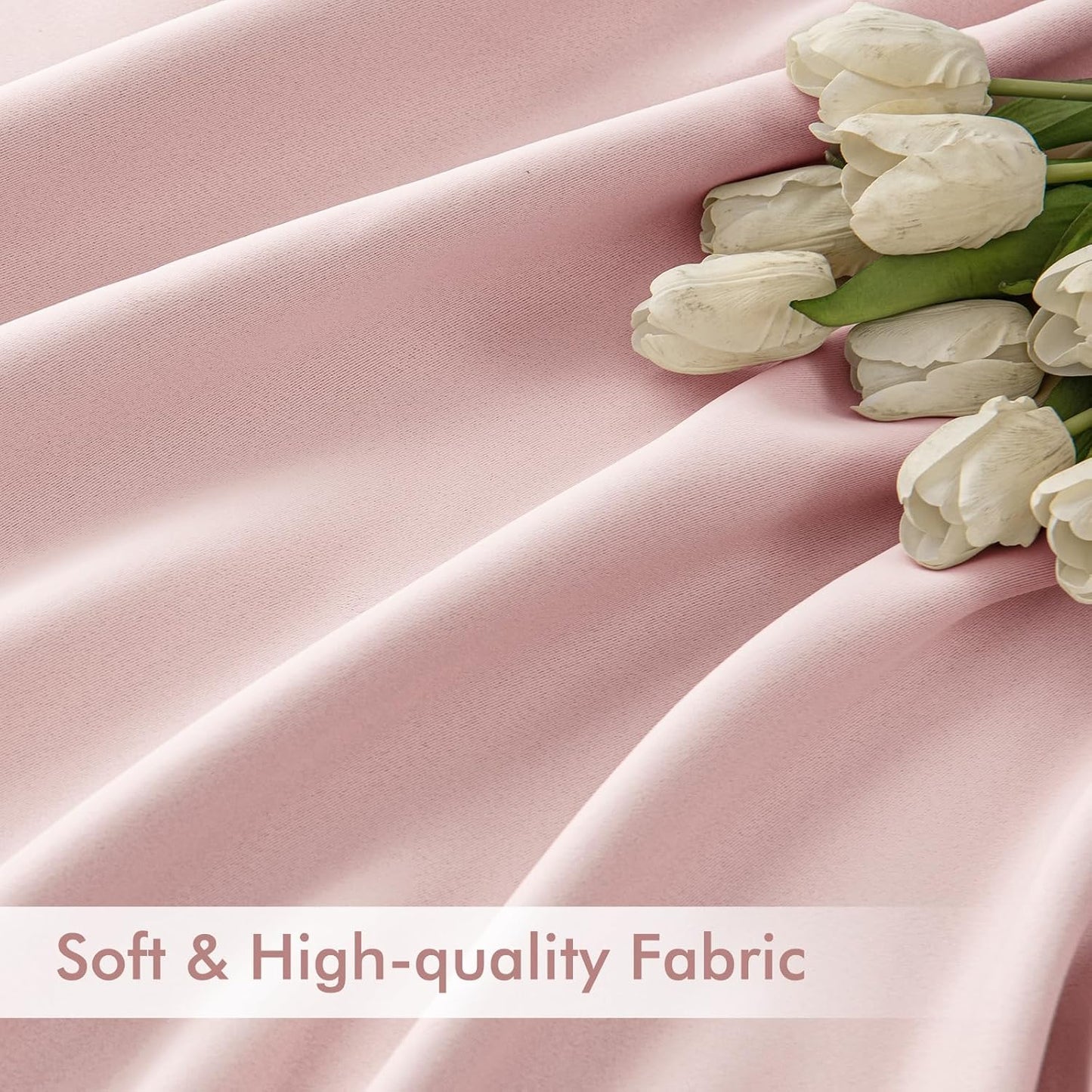 MIULEE Baby Pink Back Tab Blackout Curtains 84 Inch Length 2 Panels Set for Living Room Bedroom Privacy, Rod Pocket/Pinch Pleated Thermal Insulated Room Darkening Light Blocking Curtains 52x84 Inch