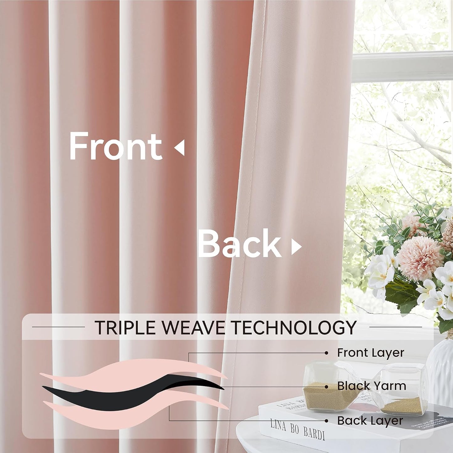 Baby Pink Pinch Pleat Blackout Curtains Drapes 96 Inches Long for Girls Bedroom, Pinch Pleated Thermal Insulated Soundproof Curtains for Nursery Dorm Living Room with Hooks Track System 2 Panels,40x96