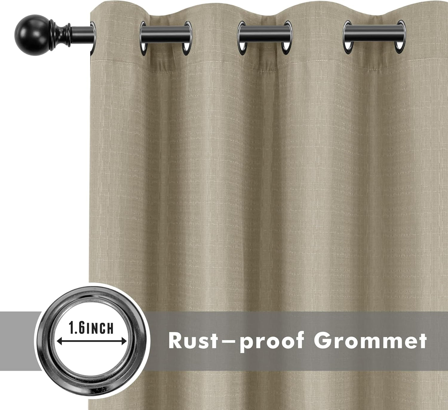 HolidayIdeas Linen Outdoor Curtains for Patio 4 Panels Waterproof Taupe Outside Curtains 110"x108"-Indoor/Outdoor Gazebo Wide Curtains Weatherproof, Privacy for Pergola, Porch, Cabana, Pool