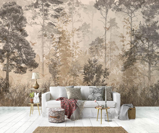 -Vintage Forest Natural Wall Bedroom Mural XT18 S 100" x 65"
