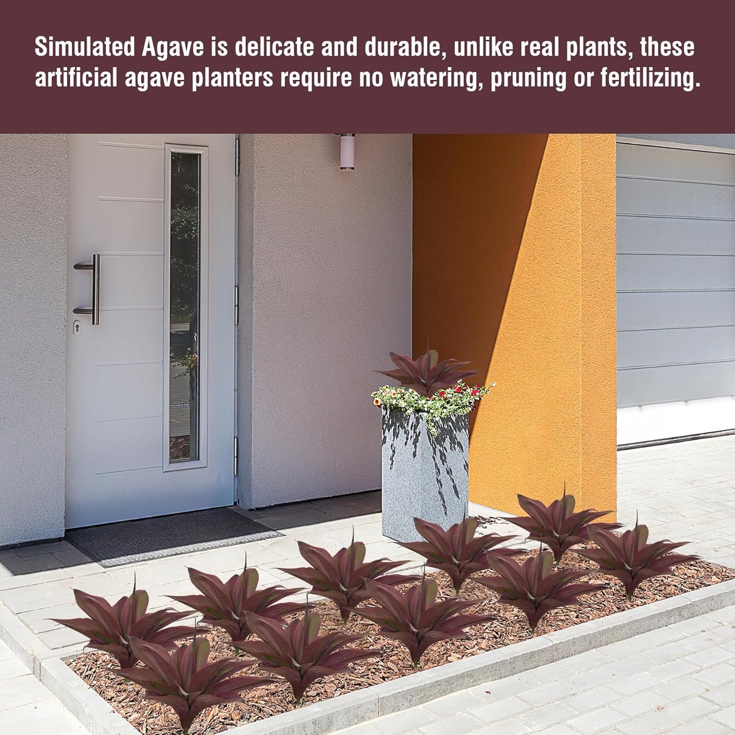 Fake Plants Artificial Agave Plants 13.8" Large UV Resistant Fake Agave Planters for Indoor and Outdoor Decorating Tropical Plant Succulents Greenery Indoor Decor(2Pack, Purple