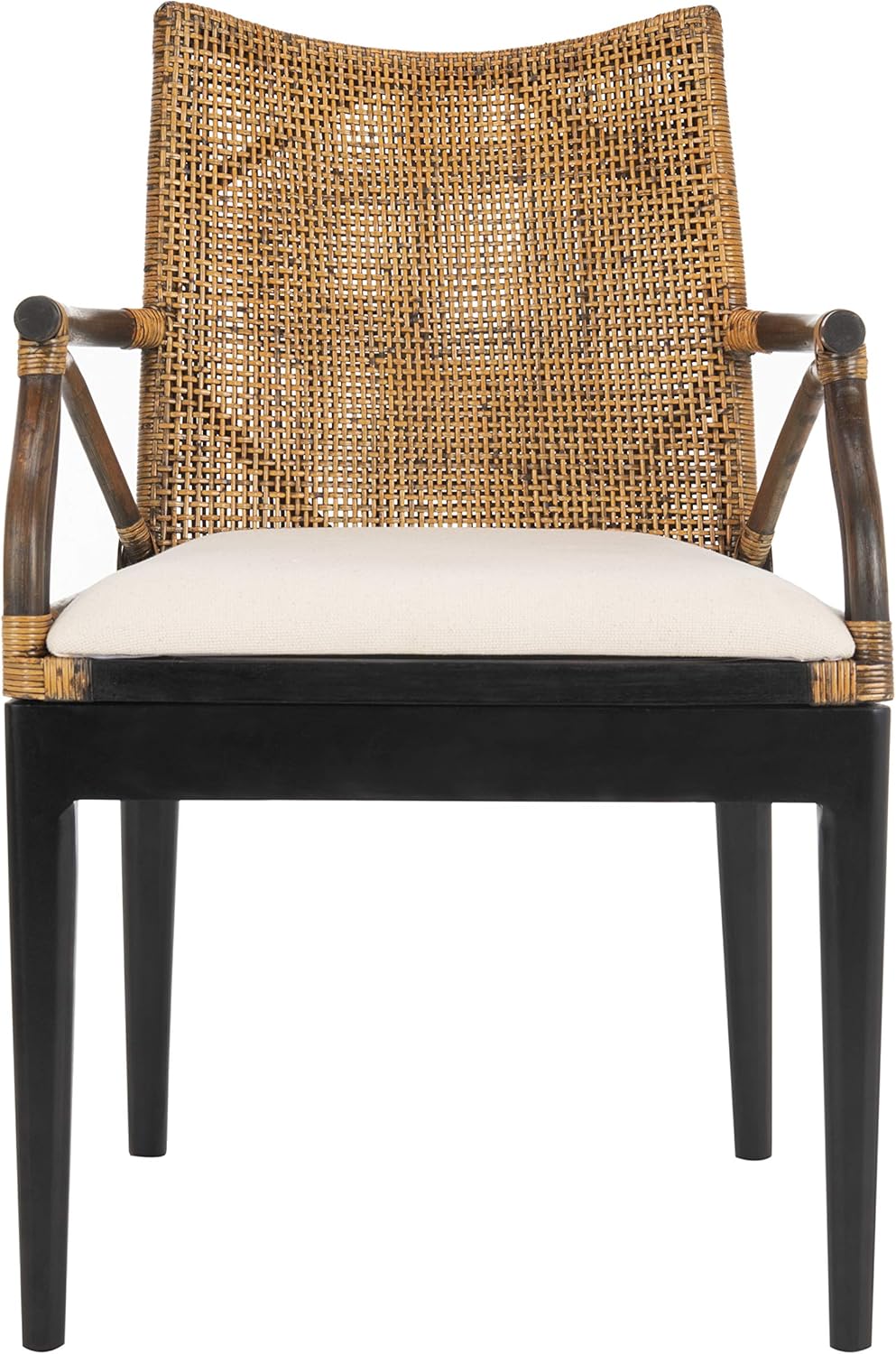 Safavieh Home Gianni Rattan Tropical Woven Arm Chair, Brown/Black