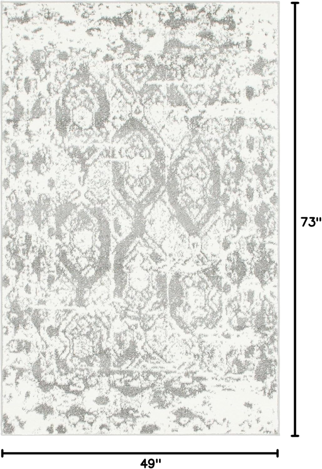 Unique Loom Rosso Collection Vintage, Geometric, Bohemian, Traditional, Distressed, Southwestern Area Rug, Rectangular 4' 0" x 6' 0", Light Gray/Ivory