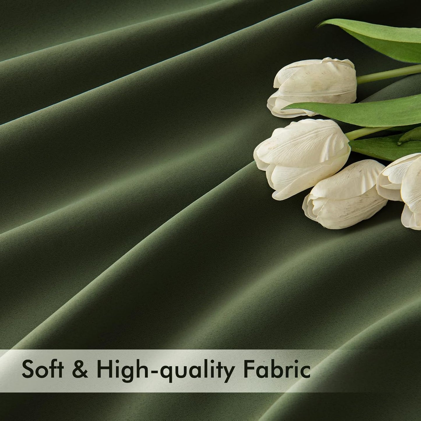 MIULEE Olive Green Back Tab Blackout Curtains 84 Inch Length 2 Panels Set for Living Room Bedroom Privacy, Rod Pocket/Pinch Pleat Thermal Insulated Room Darkening Pleated Light Blocking Drapes