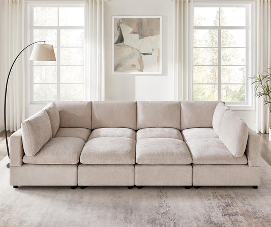 Modular Sectional Sofa, Convertible Sofa Couch Modular Sofa with Ottoman, Sectional Sofas for Living Room Small Apartments