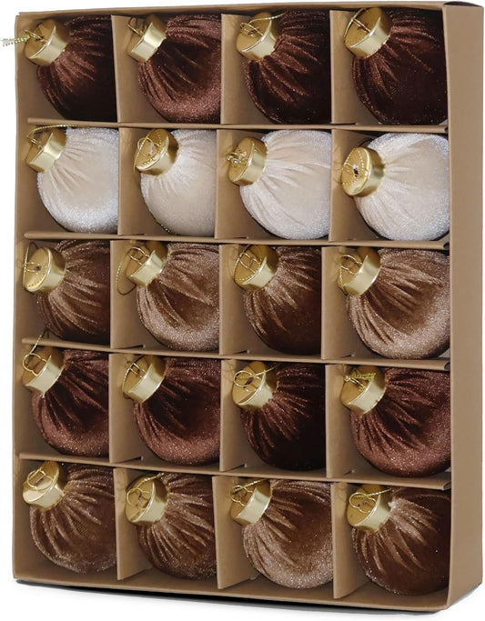 20PCS Velvet Ornaments for Christmas Tree, 2.36INCH Multicolor Flocked Christmas Ornaments Decorations Balls Set Decor