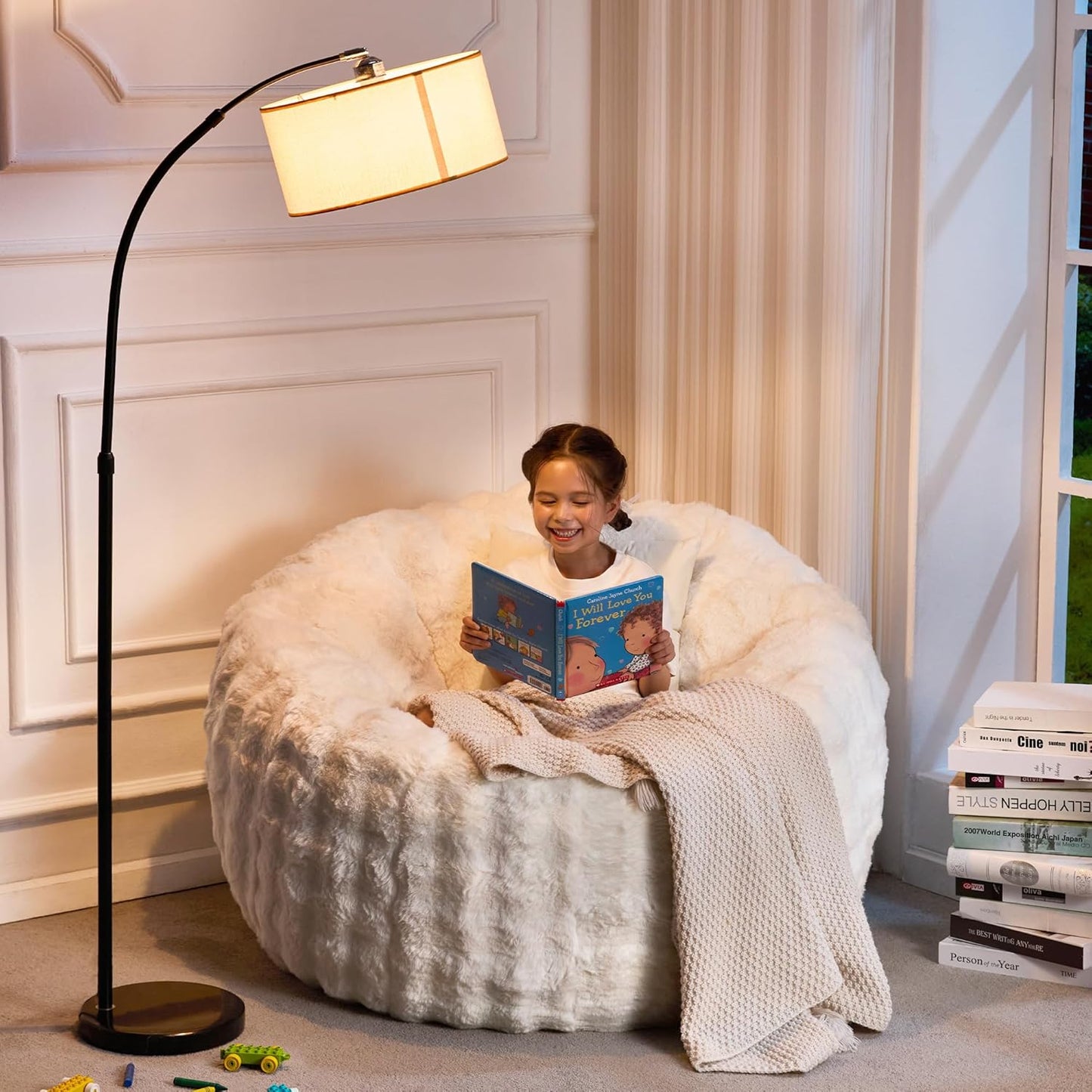 Hobestluk Bean Bag Chair Oversized Bean Bag Chair for Adults Donut-Shaped Large Bean Bag with Spacious Design for Living Room Bedroom or Reading Nook (Bubble White)