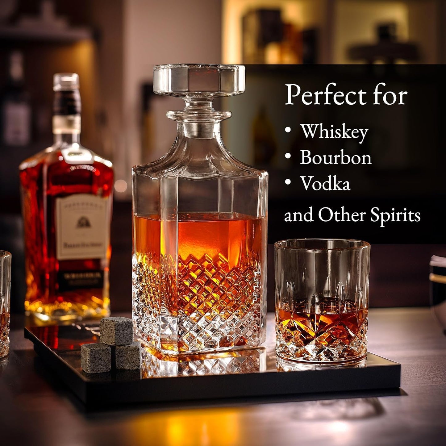 Luxury Gift For Men – Whiskey Decanter Set For Beloved Husband Or Dad Birthday Gift – 2 Whiskey Glasses And Decanter Set Is a Great Gift Idea for Whisky, Bourbon, Scotch lovers…
