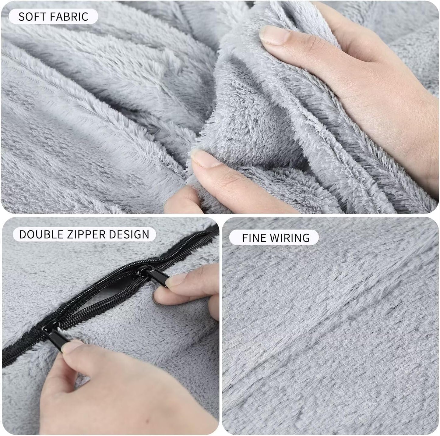 Bean Bag Chair for Adults 3FT,Soft Removable Cover for Teens/Girls Bedroom,Fluffy Giant Round Floor Beanbag Lounger Chairs (No Filler,Light Gray)