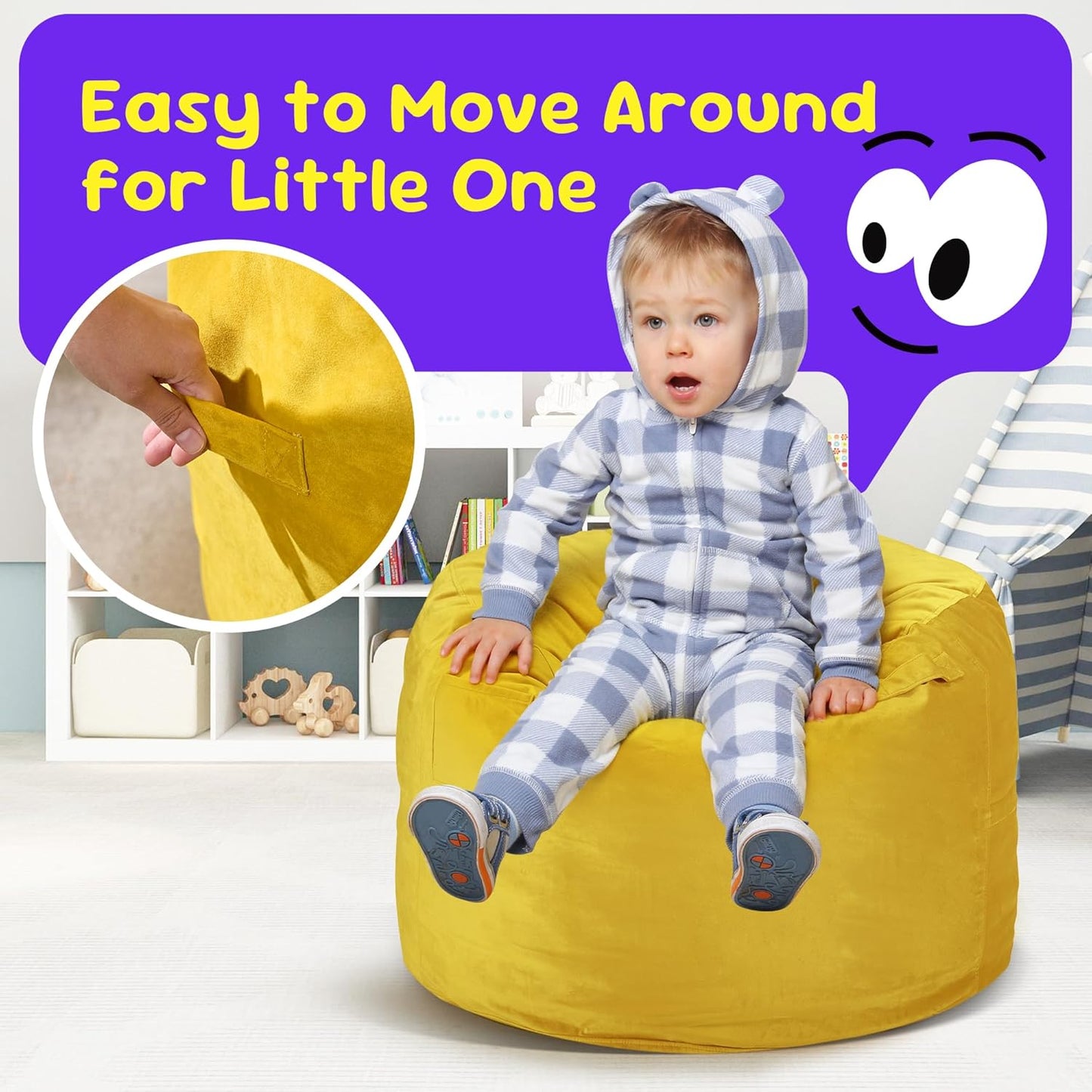 Hobestluk Bean Bag Chairs 2.5FT Bean Bag Chair with Memory Foam Filled & Machine Washable Cover,Beanbag Chair, Small Bean Bag Chairs for Playroom, Living Room, Bedroom