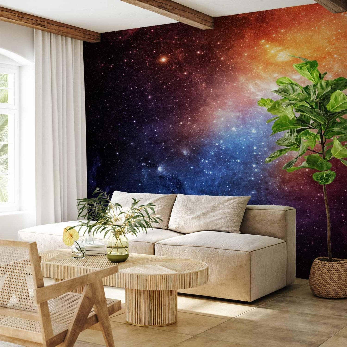 artgeist Wall Mural Cosmos Galaxy 77x55 in - Peel and Stick Self-Adhesive Wallpaper Removable Large Sticker Foil Wall Decor Print Picture Image Design f-B-0057-a-a