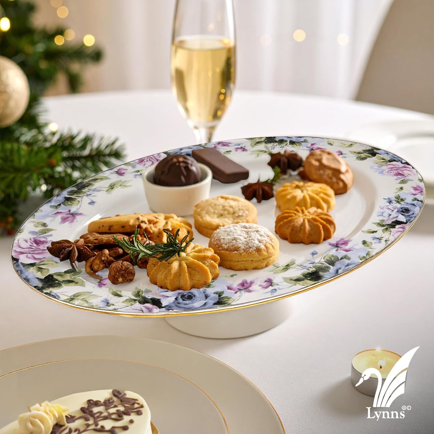 Lynns Paradise Millicent 14-Inch Oval Platter, Set of 2, Purple; Heavy Duty; Chip Resistant; Lead and Cadmium Free; Freezer to Oven Safe up to 500°F