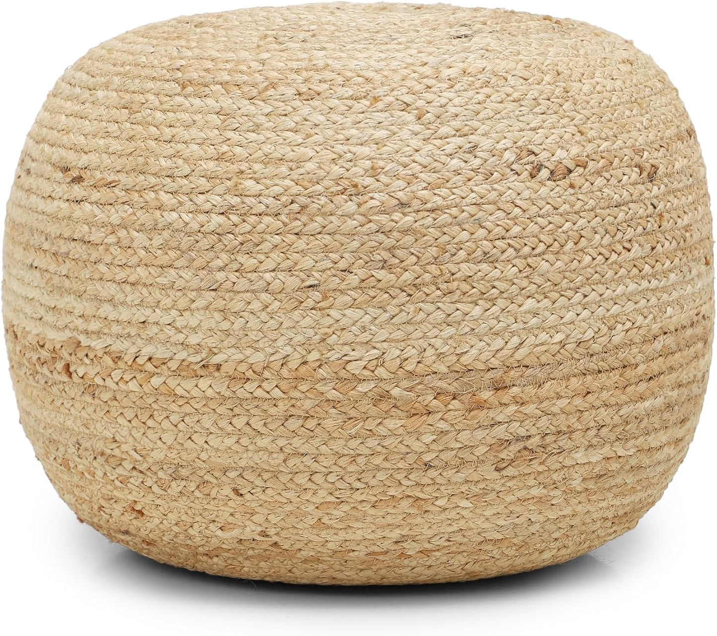 REDEARTH · Jute Circular Jute Pouf Ottoman - Braided Pouffe Accent Sitting Round Footrest for Living Room, Bedroom, Nursery, kidsroom, Patio, Gym; 100% Jute (19.5"x19.5"x14"; Jute Natural)