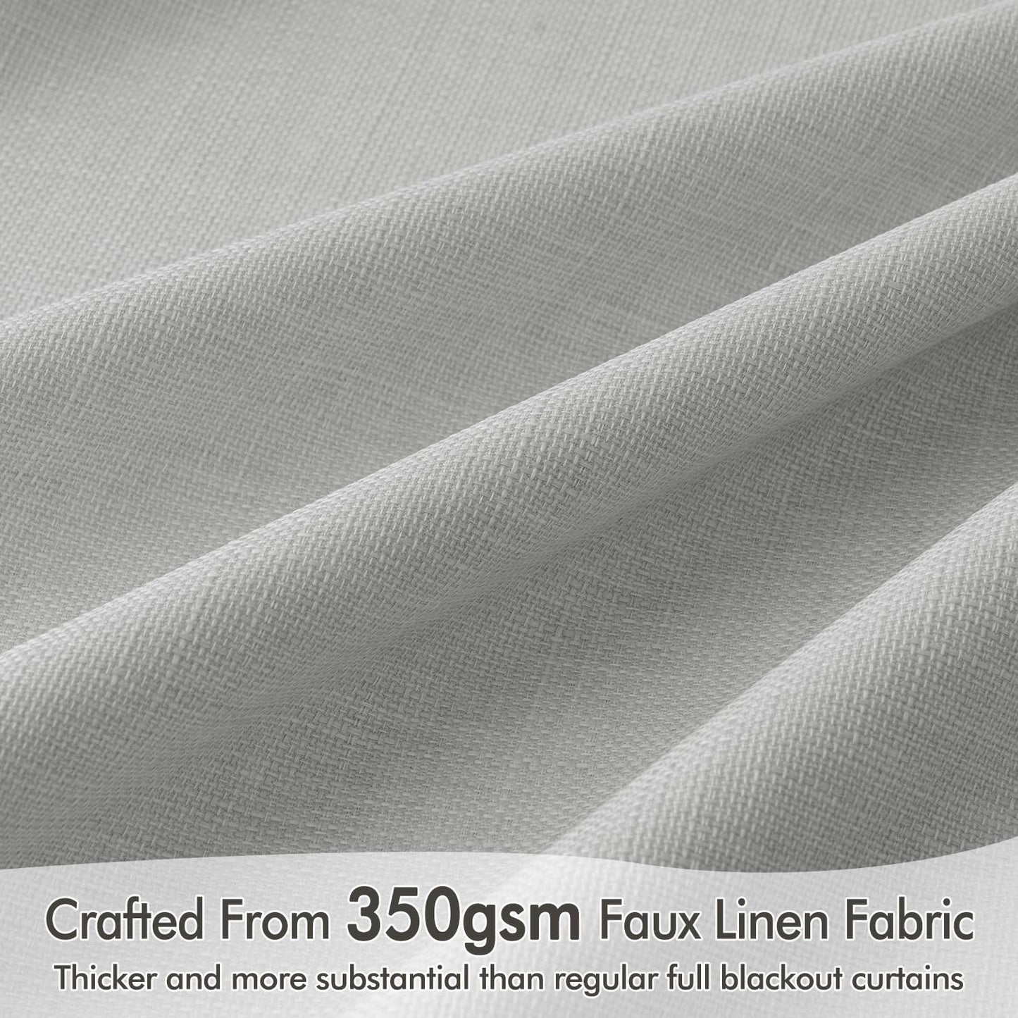 MIULEE 100% Blackout Curtains 102 Inch Long 2 Panels Set for Bedroom, Thick Faux Linen Black Out Curtain Room Darkening Back Tab Pleat Floor to Ceiling Window Drapes with Hooks for Living Room, Grey