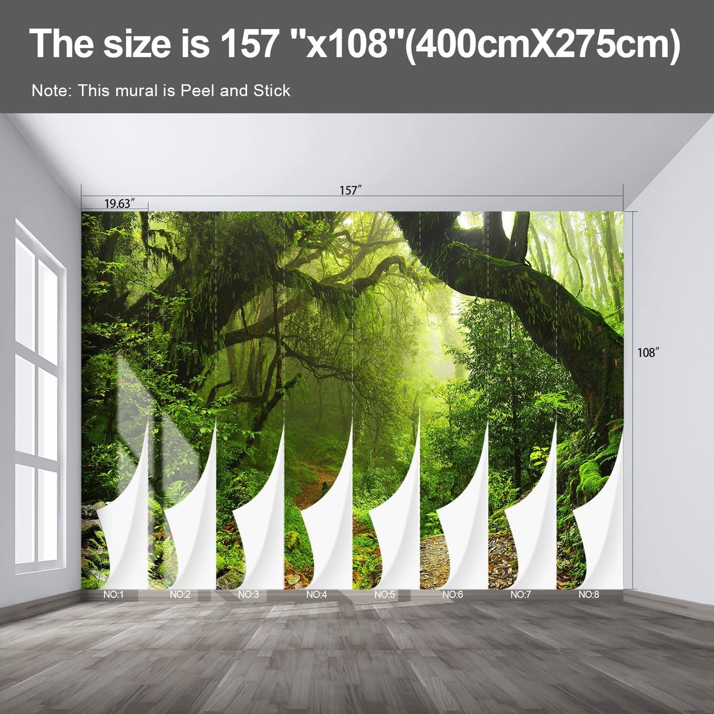 Forest Landscape Wall murals Woodland Tree Peel and Stick Wallpaper for Bedroom Living Room - 108"x157"