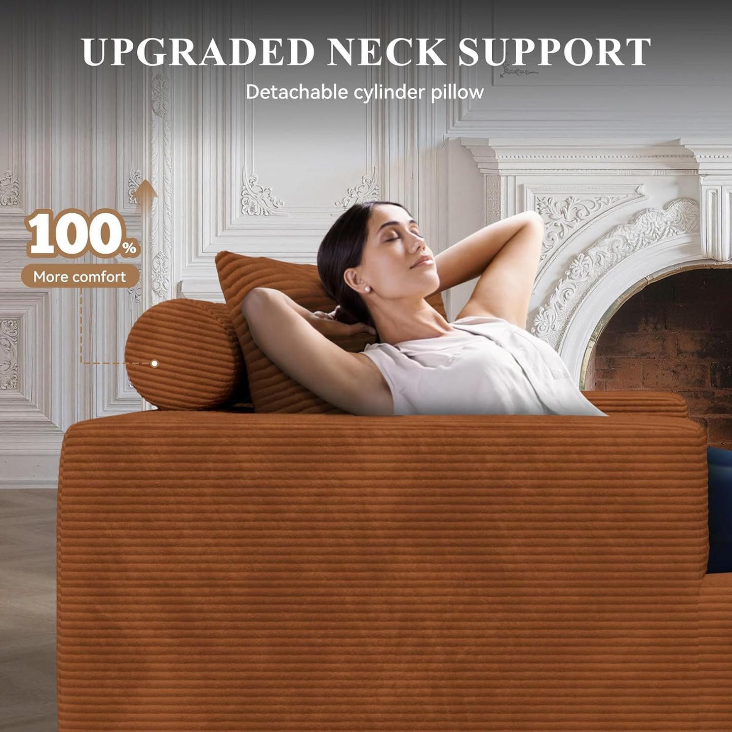 Modular Sectional Sofa with L-Shape Chaise,Cloud Sectional Modern Sleeper Couch with Deep Seat,Sponge Compression Sofas No Assembly Required (Brown-Corduroy Fabric) 1PCS