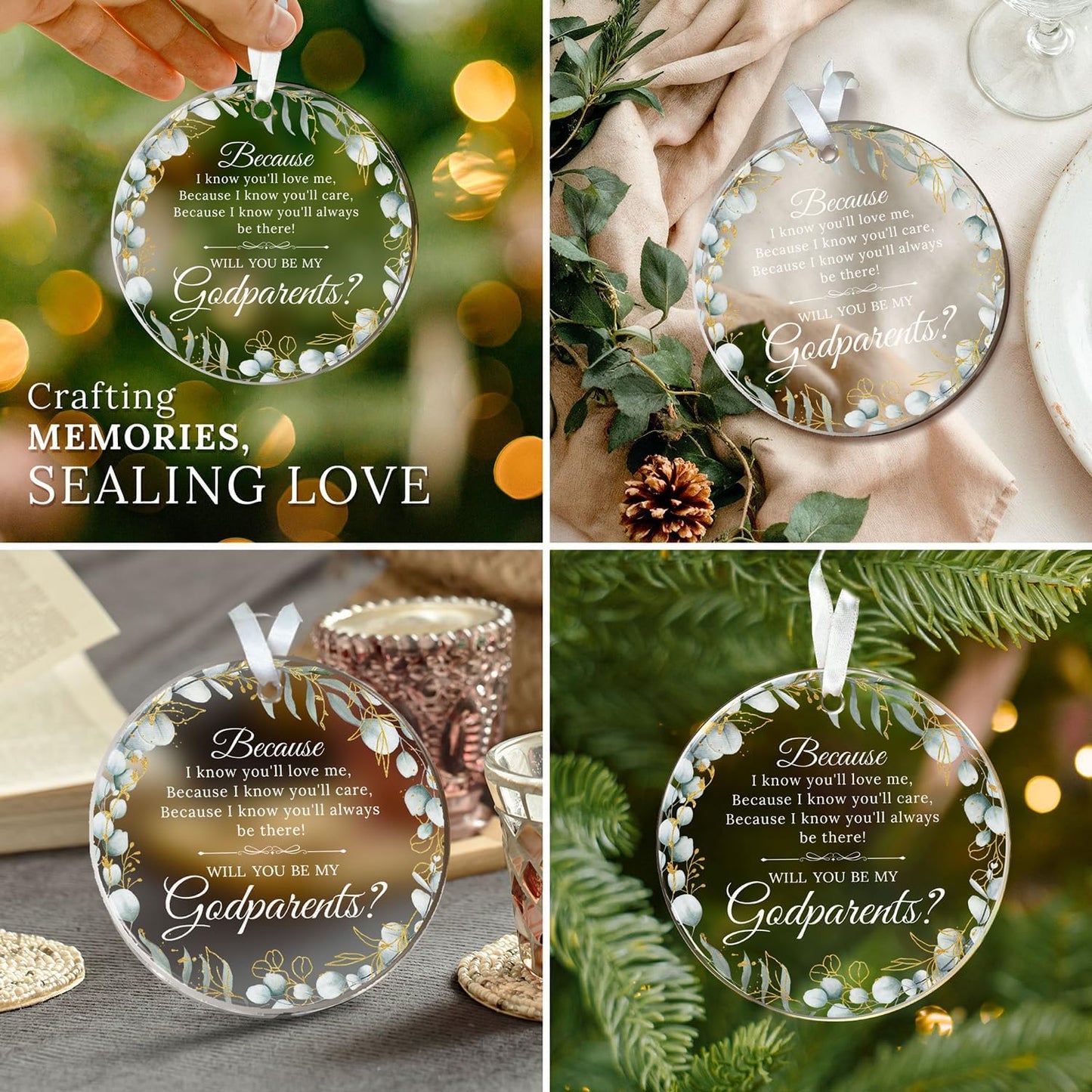 HEXMOZ Godparents Proposal Gift - Will You Be My Godparents Ornament - Godparent Gifts for Baptism, Catholic Godparent Ornament, Present from Godchild - Acrylic Christmas Ornaments 2025