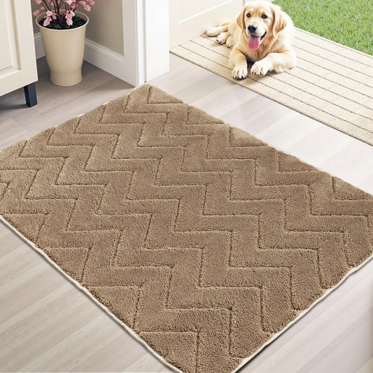Stiio Dirt Trapper Door Mat 24x35.5 Inches, Front Doormat Indoor Outdoor Entrance Low Pile, All-Season, All-Weather Absorbent Entry Rug, Washable Non Slip Rug for Entryway, Brown
