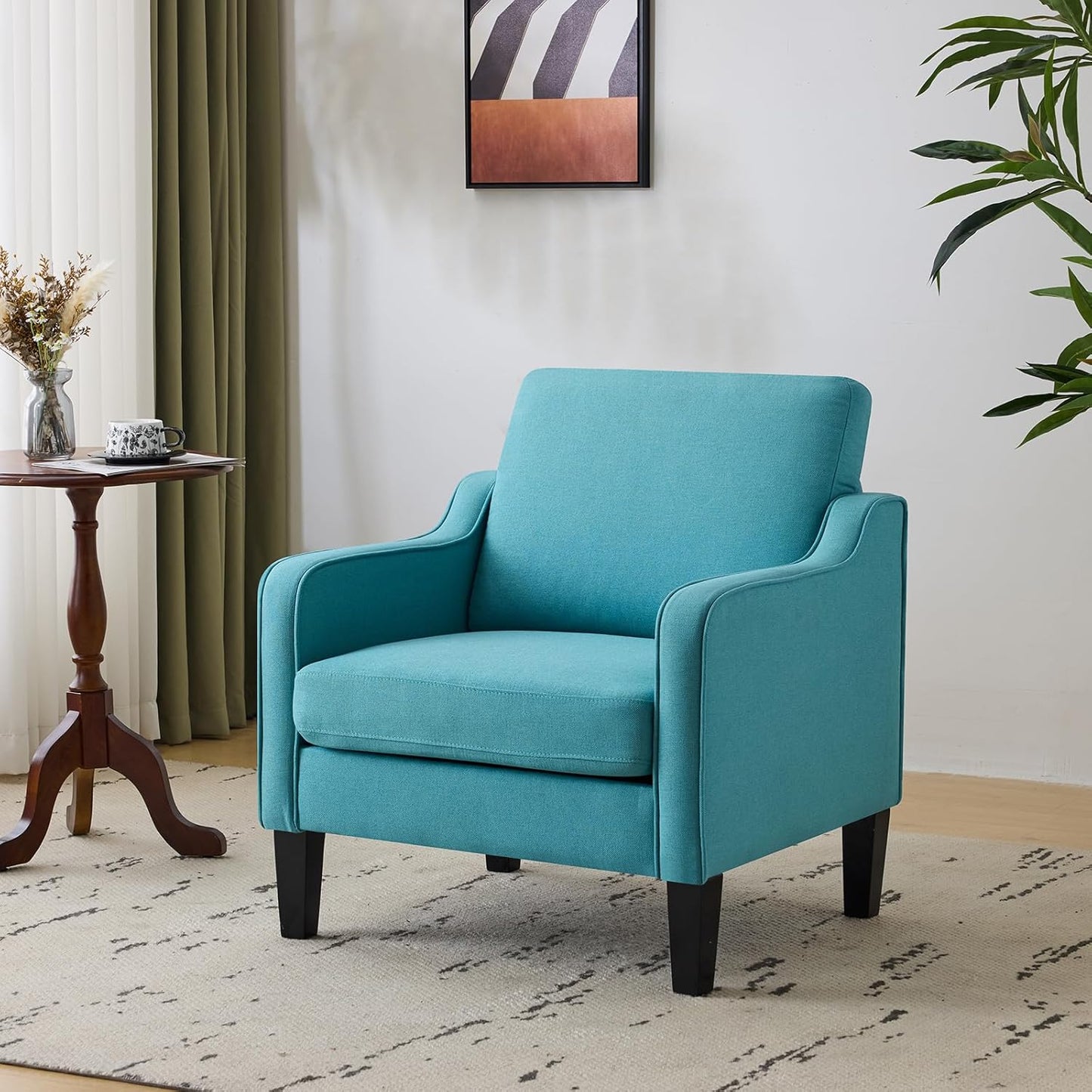 VINGLI Accent Chairs for Living Room Mid Century Modern Chair Sofa Chair Upholstered Arm Chair with Scooped Arms for Bedroom, Apartment, Office, Studio, Waiting Room, Play Room