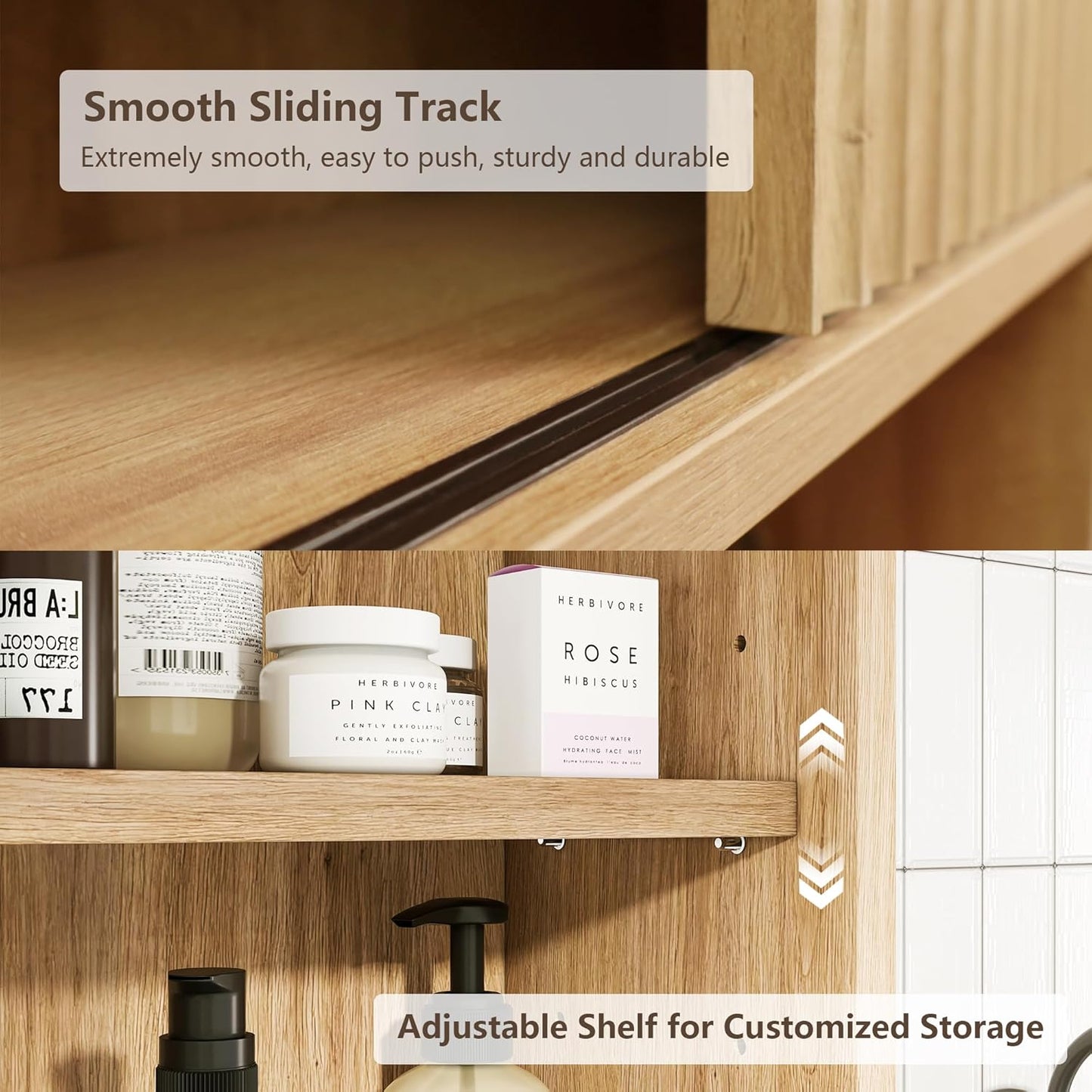 2 Pcs Bathroom Wall Cabinet Above Toilet Storage，Wall Mounted Storage with Adjustable Shelves, Space-Saving Modern Design for Bathroom & Laundry Room, Kitchen, Dining Room, Living Room