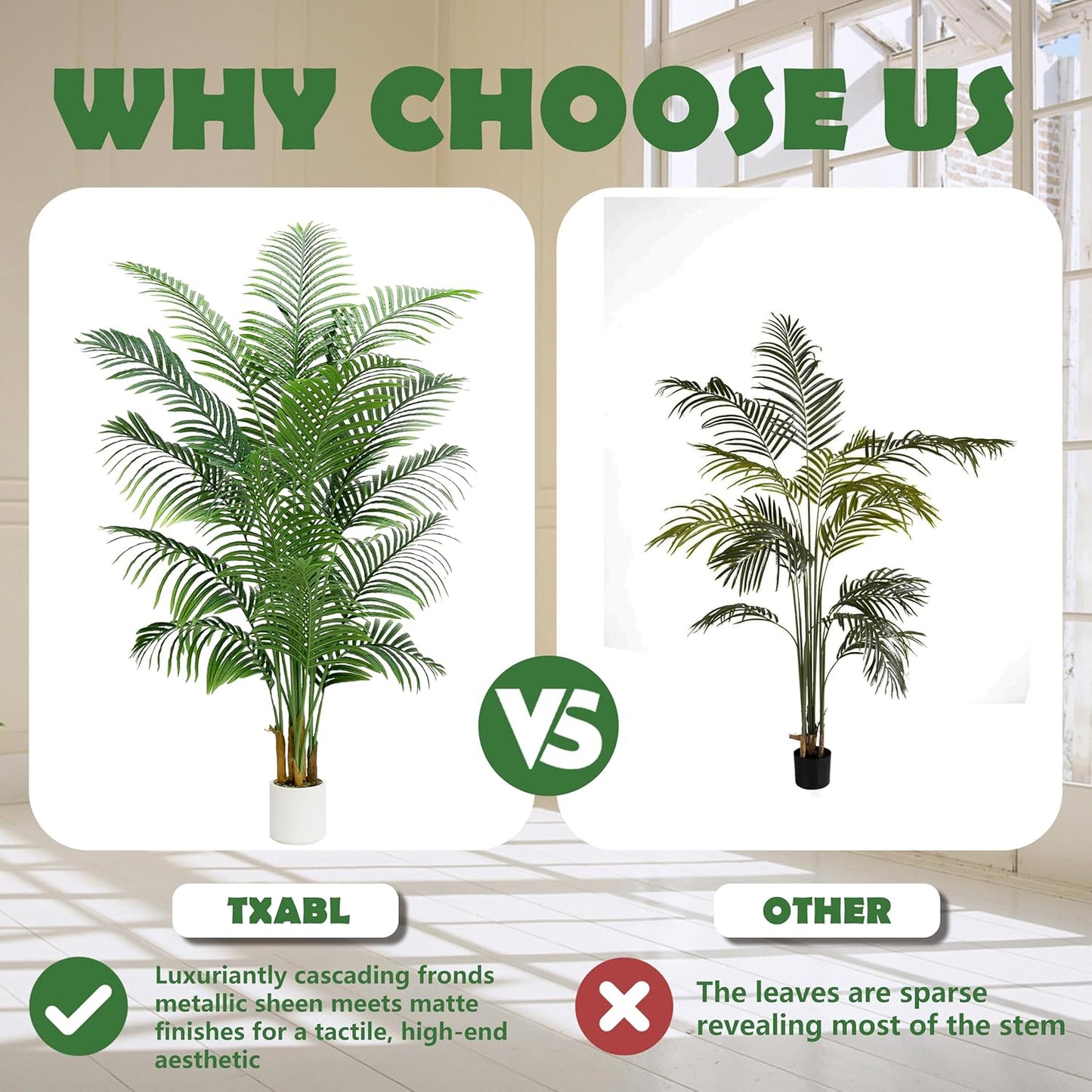 Artificial Palm Tree 7FT - Fake Tree with White Planter - Faux Tropical Areca Floor Plant in Pot - Artificial Silk Plant for Home Office Living Room Decor Indoor Outdoor Artificial Trees