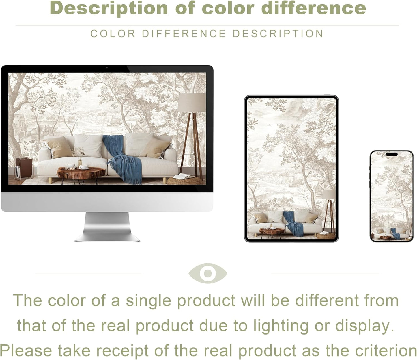 Vintage Beige Forest Woodland Mural Wallpaper for Bedroom Living Room (Not Peel n' Stick)