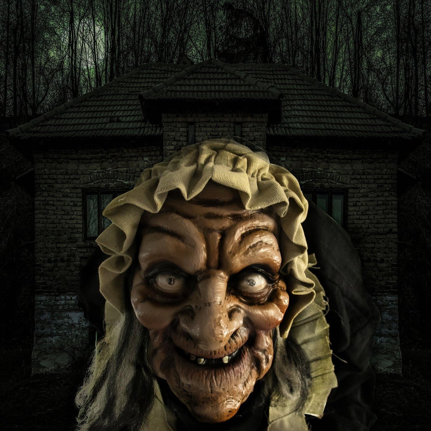 Haunted Hill Farm Life-Size Halloween Animatronic, Scary Talking Zombie Maid with Touch Activated Lights and Sounds, Battery Operated Indoor or Covered Outdoor Halloween Decorations for Home