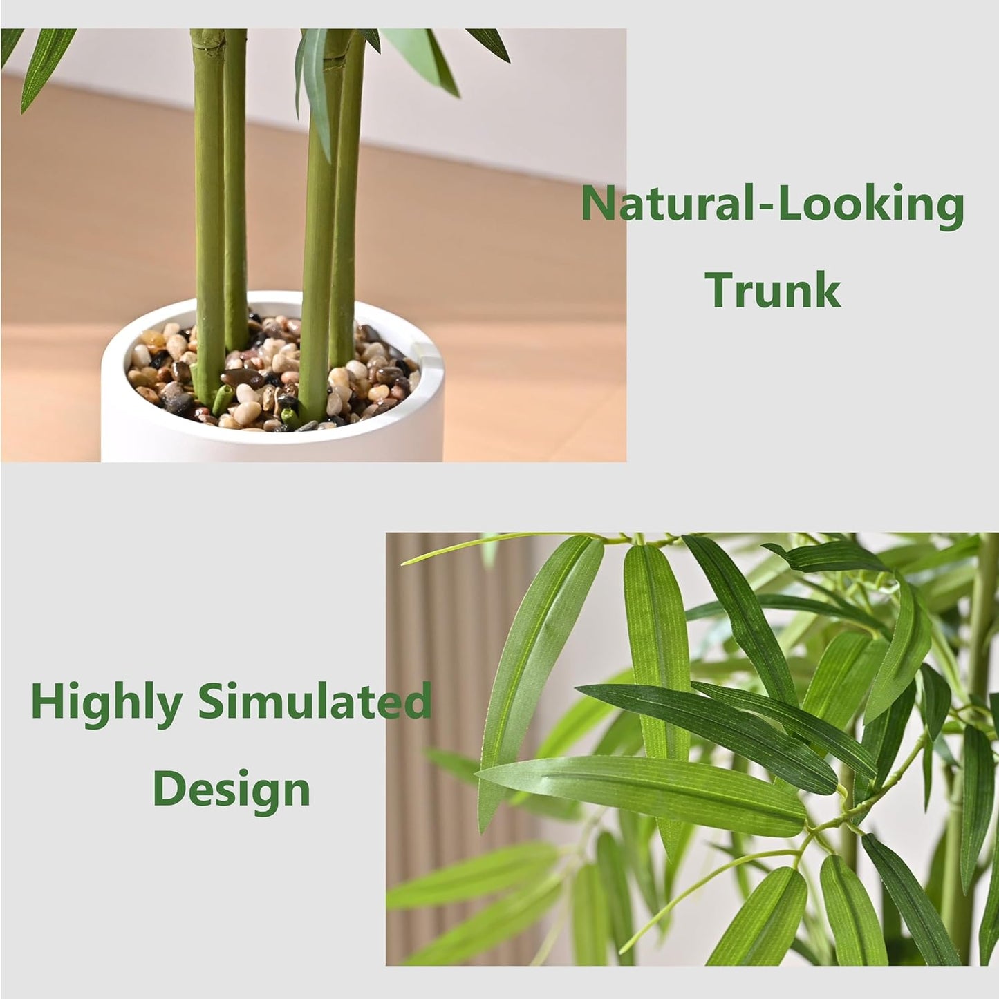 Artificial Bamboo Tree 5FT Tall Fake Plants Faux Silk Plant, Faux Bamboo Plant for Home Office Indoor Outdoor Decor Artificial Trees with Tall Planter