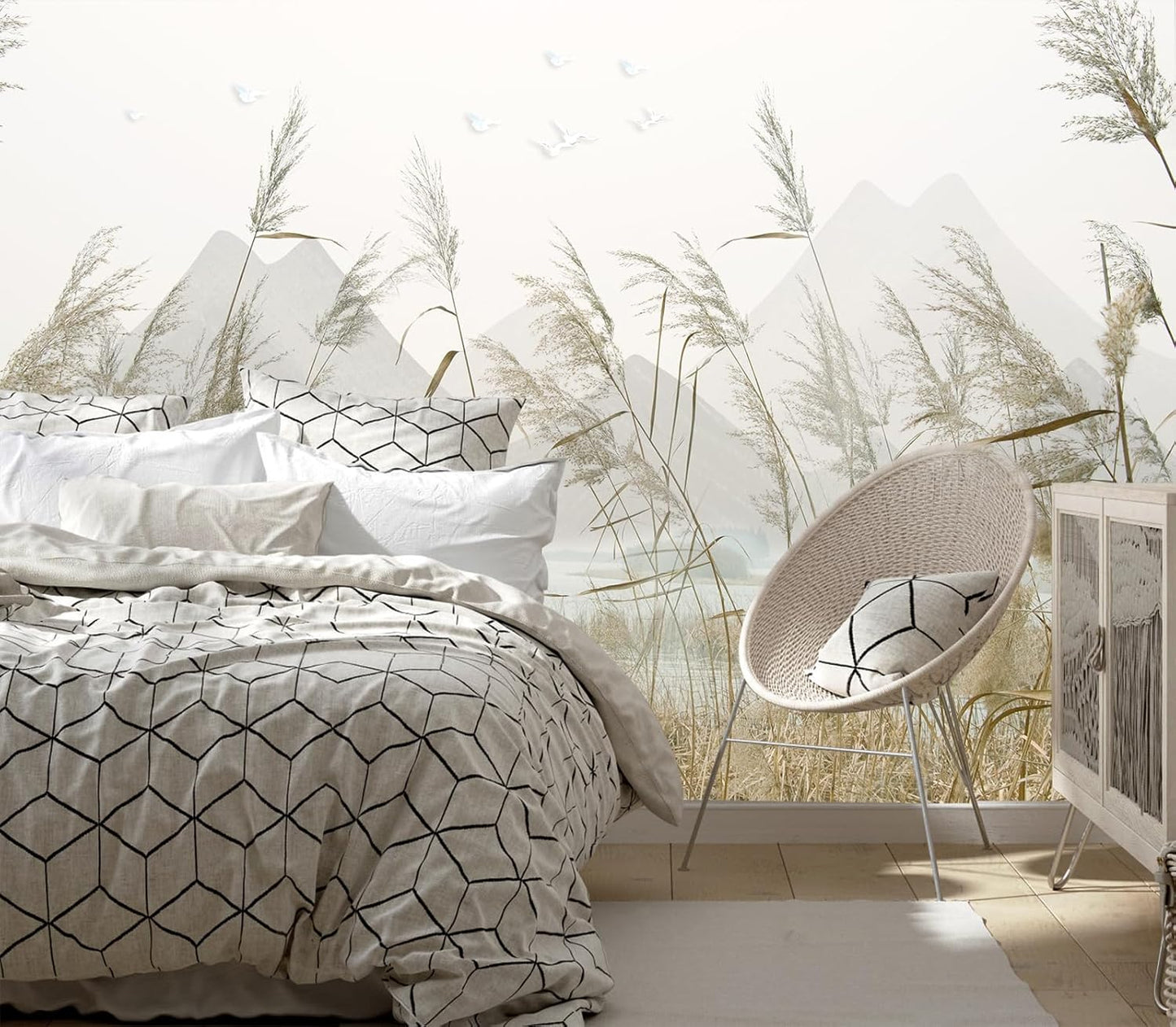 Reed Mountain Peak Wallpaper Lake Wall Mural for Bedroom Living Room (Not Peel n' Stick)