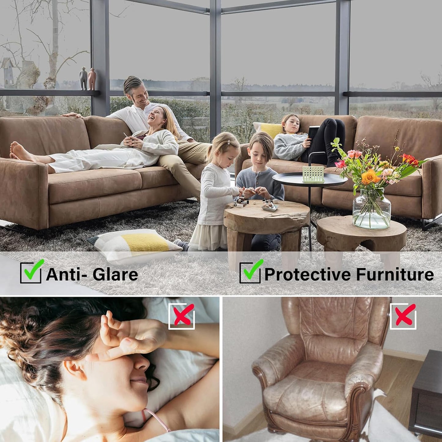 Kromapolis One Way Window Privacy Film Reflective Mirror Home Window Tint, Daytime Privacy Heat Control Anti UV Glass Tinting Static Cling (Silver, 17.5 x 78.7 inch)