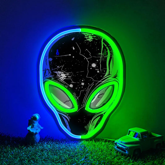 zidoni Alien Neon Sign,Dimmable Alien LED Neon Signs for Wall Decor Bedroom Game Room Man Cave Party Decor, LED Light Sign Gifts for Teen Boy Room