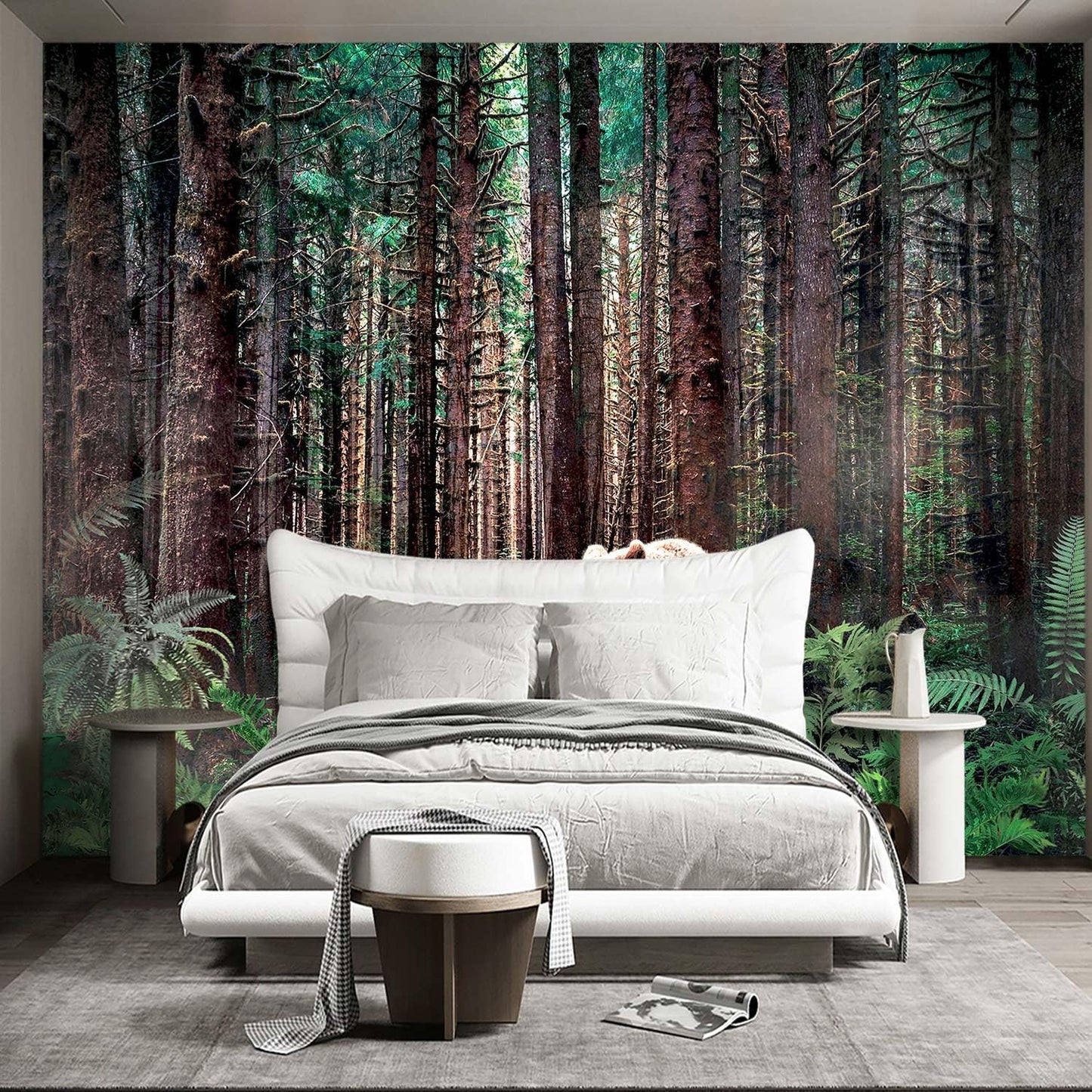 Forest Animals Bear wallpeper Kids Bedroom Woods Wall Mural - 91"x65"（Not Peel and Stick）