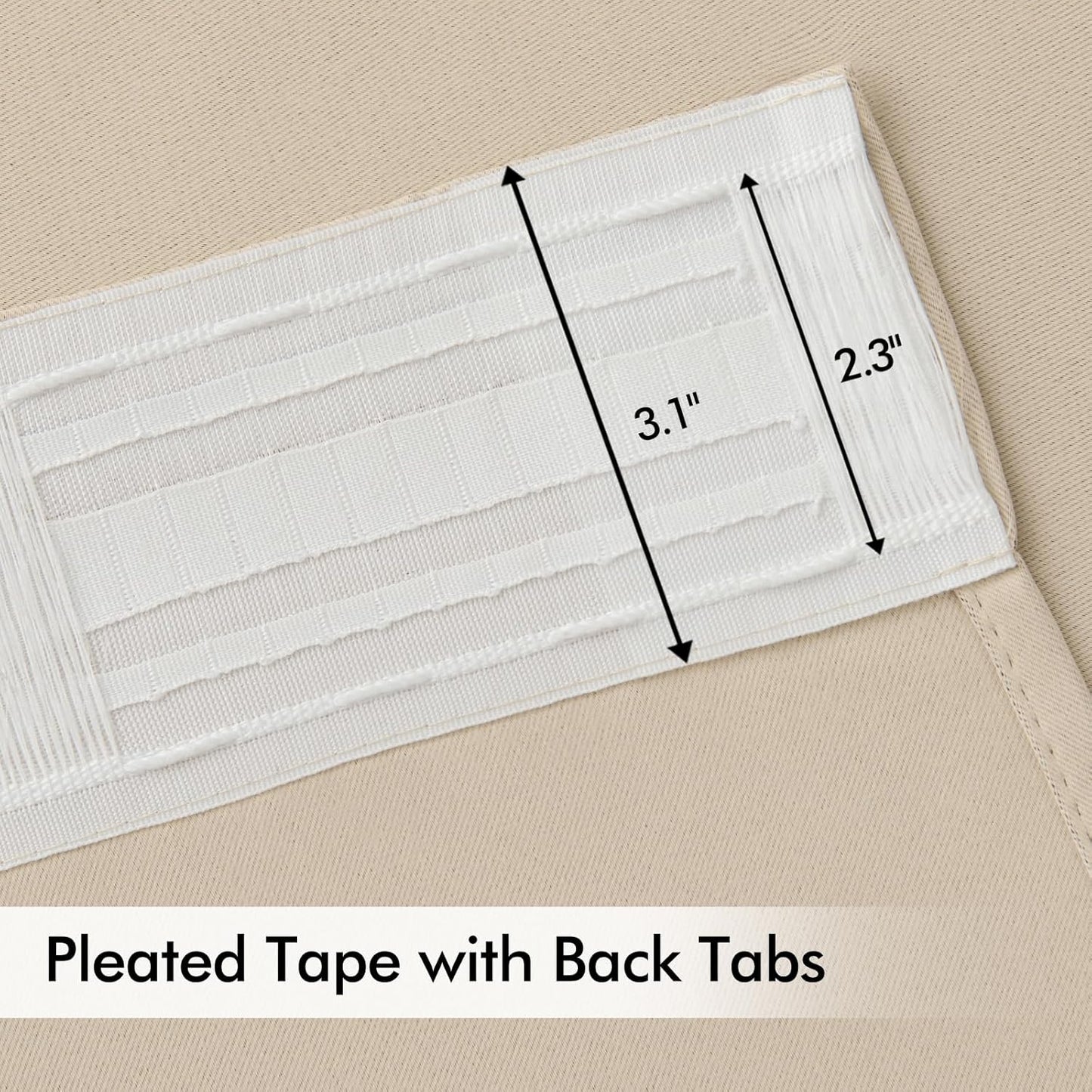 MIULEE Back Tab Cream Beige Curtains 84 Inch Length 2 Panels Set for Living Room Bedroom, Ivory Rod Pocket/Pinch Pleated Light Blocking Thermal Insulated Room Darkening Blackout Curtain 84 Inches Long