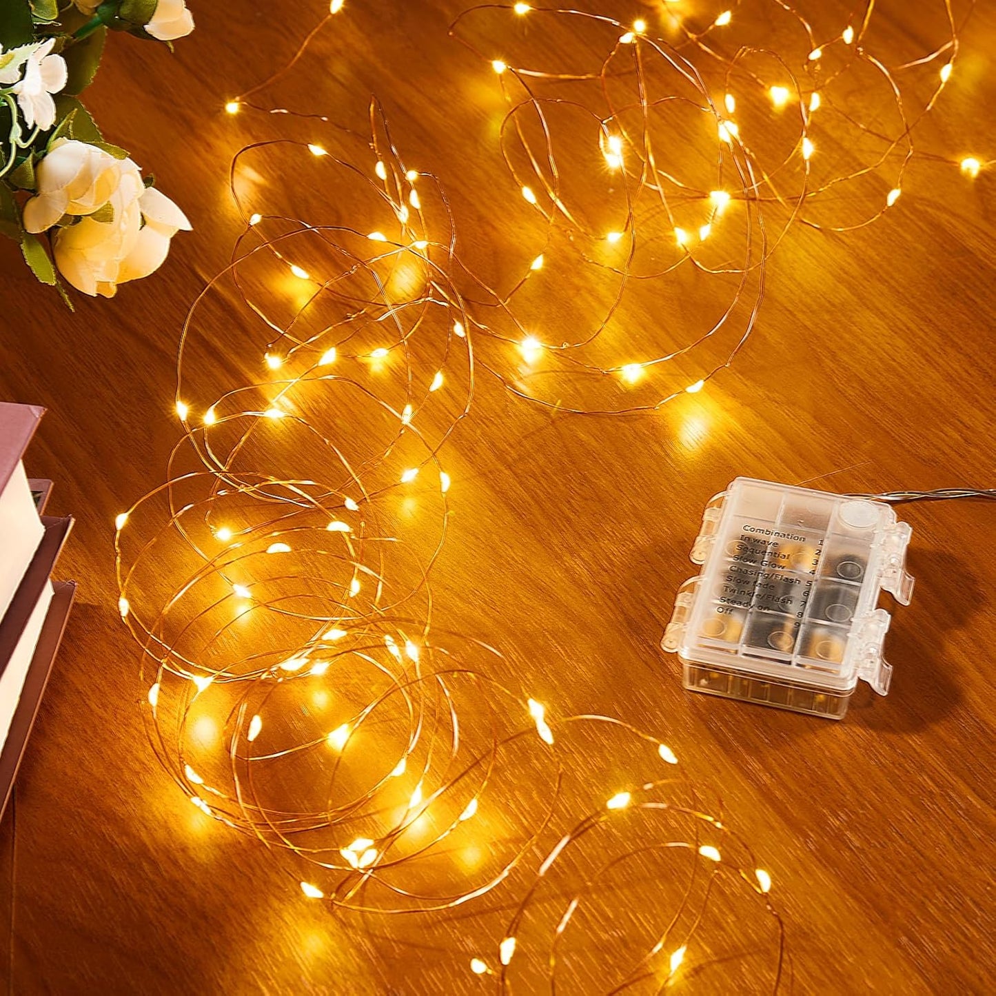 1 Pack 32.8 Ft. Battery Operated Outdoor String Lights with Remote & Timer, LED Warm White Fairy Lights, Waterproof Twinkle Lights for Bedroom, Dorm, Mason Jar, Wedding, Party, Christmas