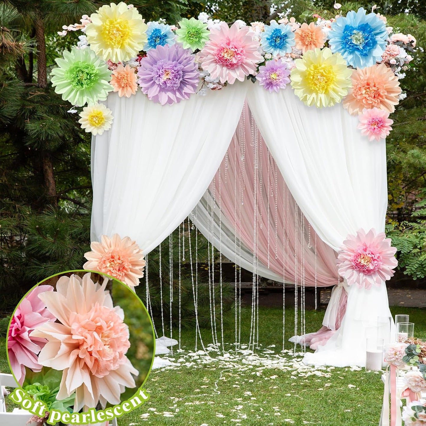 Homarkable Pastel Paper Flowers,12 Pcs Crepe Paper Flowers Decorations,6 in,10 in Flower for Wedding Party Baby Bridal Shower Carnival Party Nursery Wall Decor