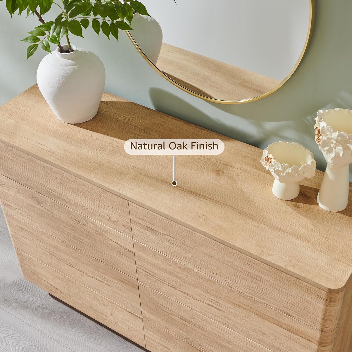 8 Drawer Dresser for Bedroom, 52 Inch Wide Modern Chest of Drawers, Push-to-Open Wood Storgae Organizer with Large Drawers for Bedroom, Living Room, Hallway,Natural Oak