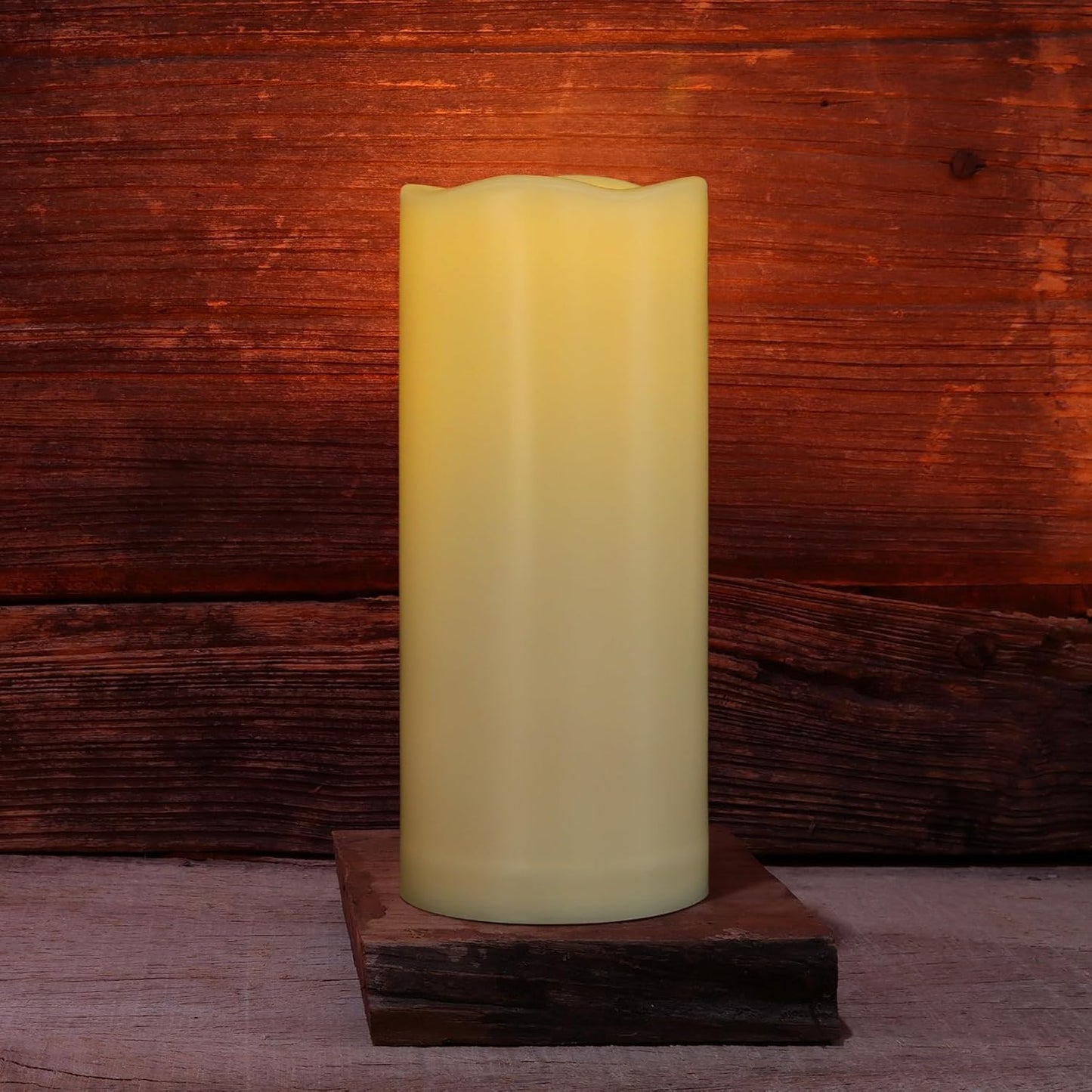 3" x 7" Outdoor Flameless Candles with Remote and Timer, Battery Operated Flickering LED Flameless Pillar Candles for Wedding Home Decoration, Ivory, Plastic, 1 Pack