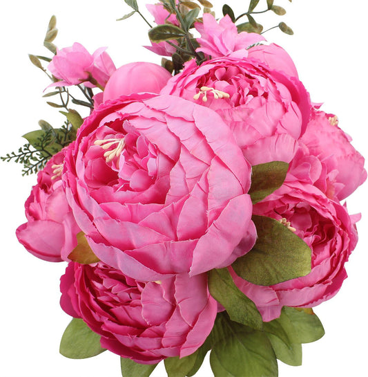 Duovlo Springs Flowers Artificial Silk Peony Bouquets Wedding Home Decoration,Pack of 1 (Spring Peach Pink)