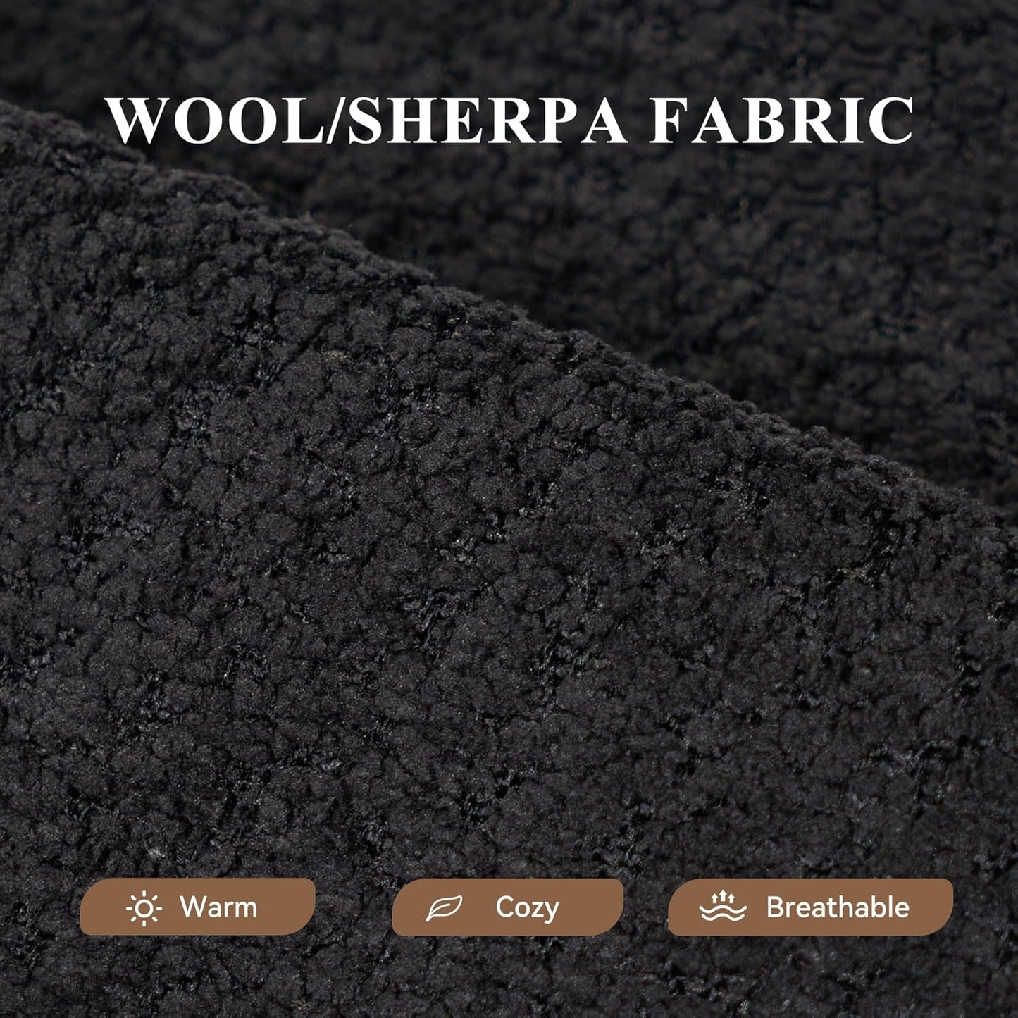 Modular Sectional Sofa with L-Shape Chaise,Cloud Sectional Modern Sleeper Couch with Deep Seat,Sponge Compression Sofas No Assembly Required (Black-Sherpa Fabric) 1PCS